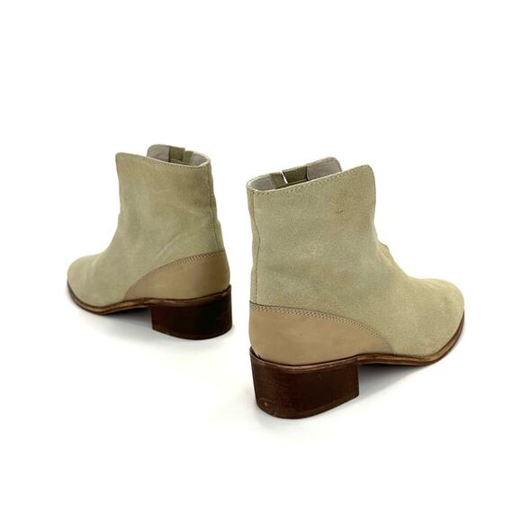 Coconut Cecilia Women Tan Ankle Boot Size 8 Suede Block Heel Notched Bootie New - Picture 14 of 14